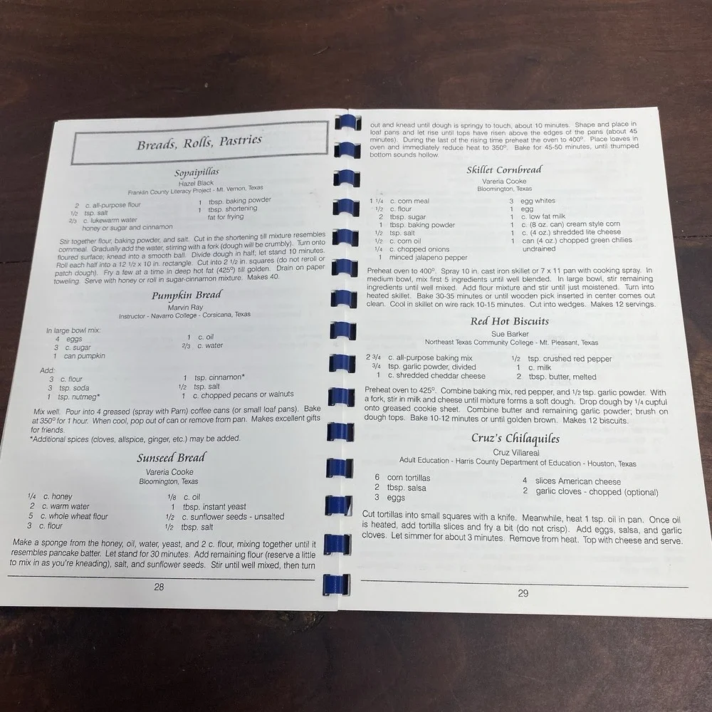 Authentic Texas Recipes Association for Literacy Regional Cookbook Comb Bound